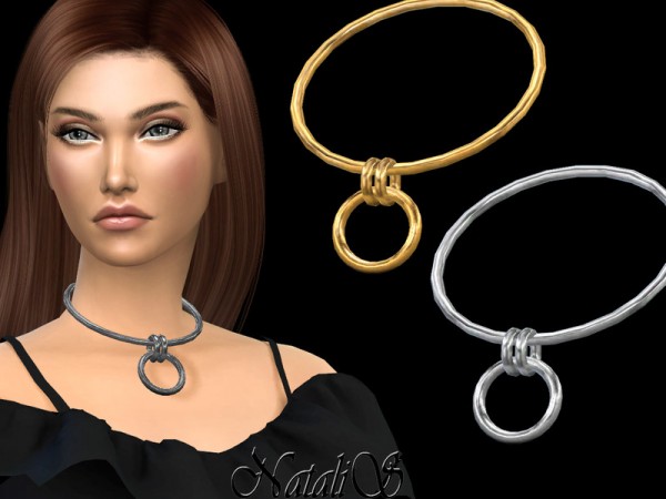  The Sims Resource: Hoop pendant choker by NataliS