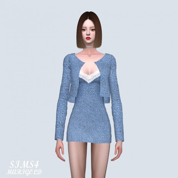  SIMS4 Marigold: Lace Mini Dress With Cardigan