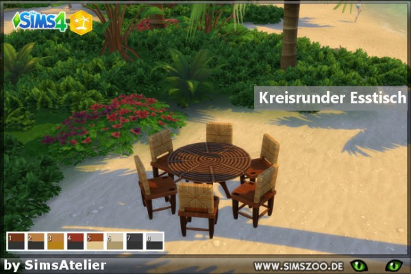  Blackys Sims 4 Zoo: Circular dining table by SimsAtelier