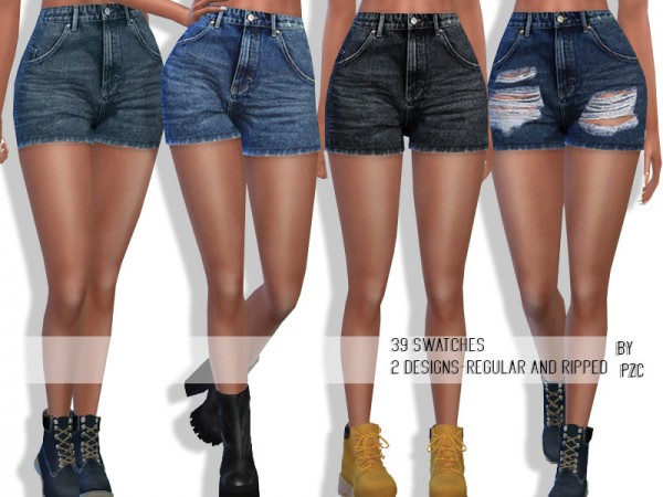  The Sims Resource: High Waisted Summer Denim Shorts by Pinkzombiecupcakes