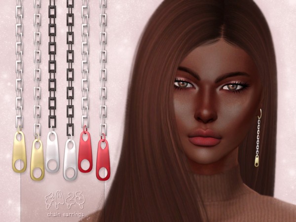  The Sims Resource: Chain Earrings by 4w25 Sims