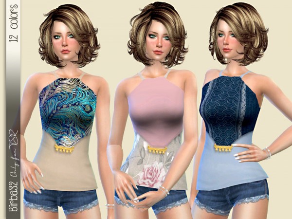  The Sims Resource: Summer fruit and flowers shirt by Birba32