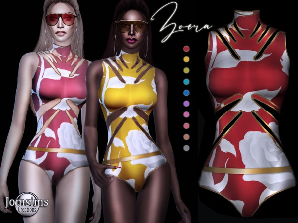  The Sims Resource: Zoera swimsuit 1 piece gold belt by jomsims