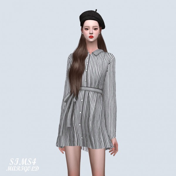  SIMS4 Marigold: Lovely Shirts Mini Dress
