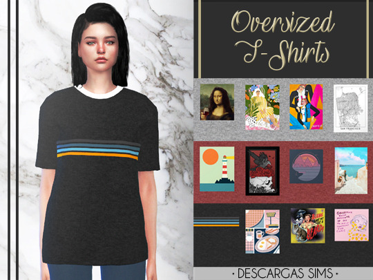  Descargas Sims: Oversized T Shirts