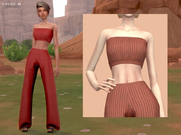  The Sims Resource: Knitted Crop Top by ChloeMMM