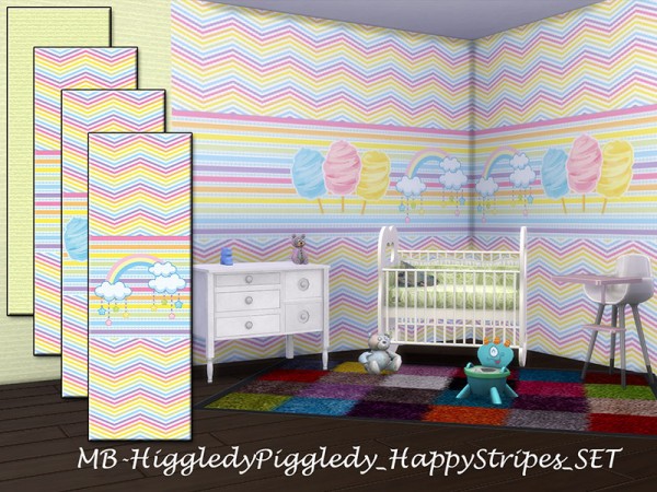  The Sims Resource: Higgledy Piggledy Happy Stripes set by matomibotaki