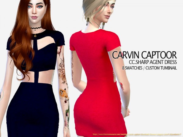 The Sims Resource: Sharp Agent Dress by carvin captoor