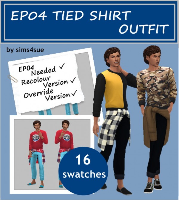  Sims 4 Sue: Tied shirt outfit