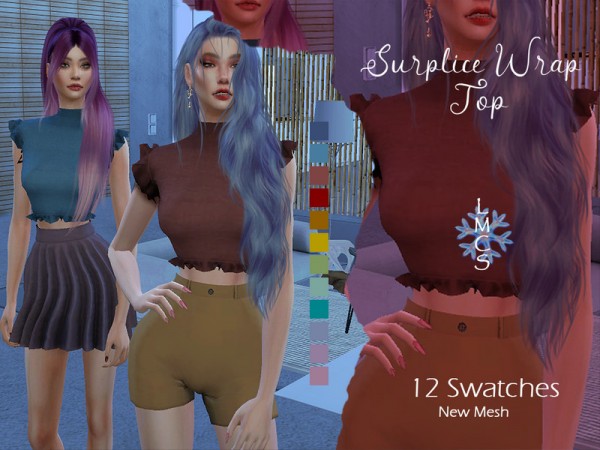  The Sims Resource: Surplice Wrap Top by Lisaminicatsims