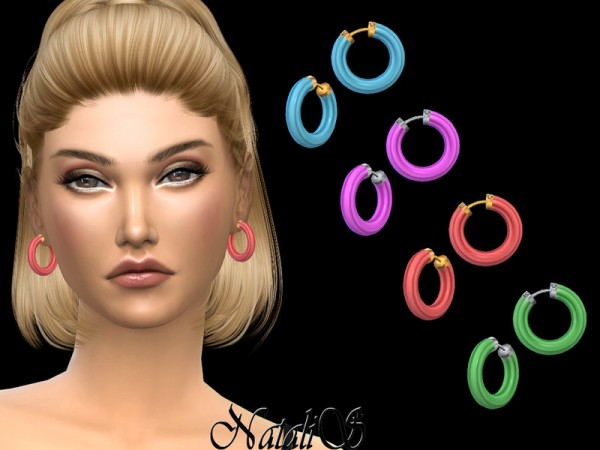  The Sims Resource: Tube color hoop earrings by NataliS