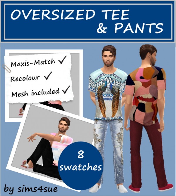  Sims 4 Sue: Oversized tee and pants outfit