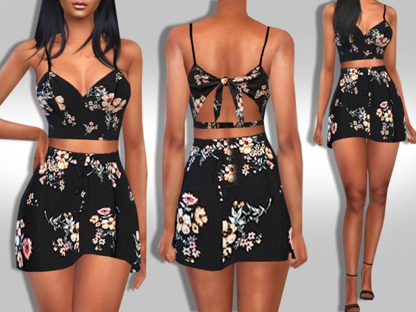  The Sims Resource: Two Piece Trendy Floral Outfit by Saliwa
