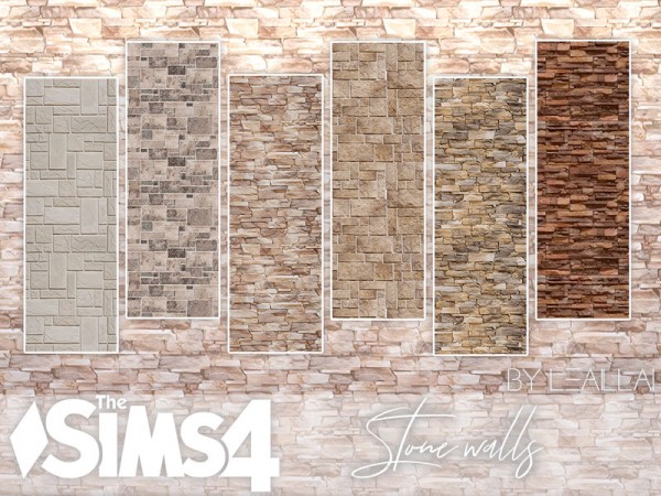  The Sims Resource: Stone walls by LeaIllai