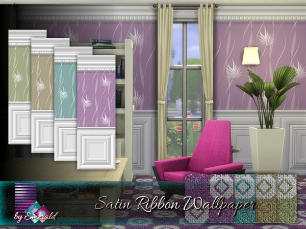  The Sims Resource: Satin Ribbon Wallpaper by emerald