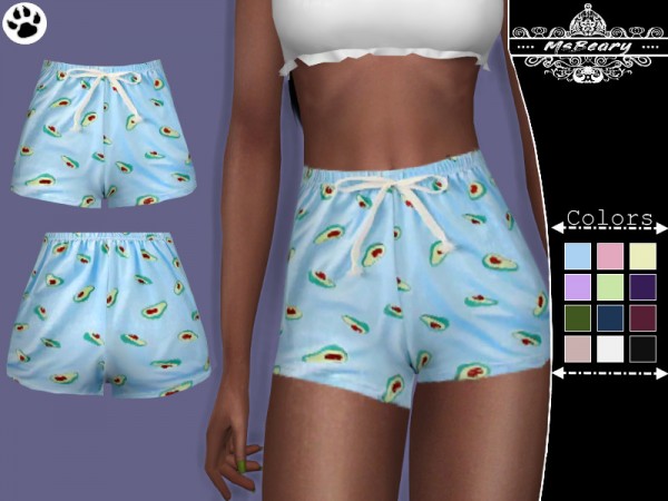 The Sims Resource: Avocado Print Shorts by MsBeary