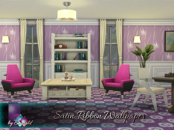  The Sims Resource: Satin Ribbon Wallpaper by emerald