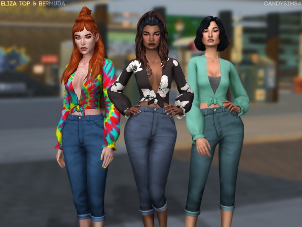  Candy Sims 4: Eliza top and shorts