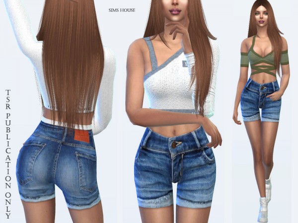  The Sims Resource: Womens Denim Shorts with Turns by Sims House