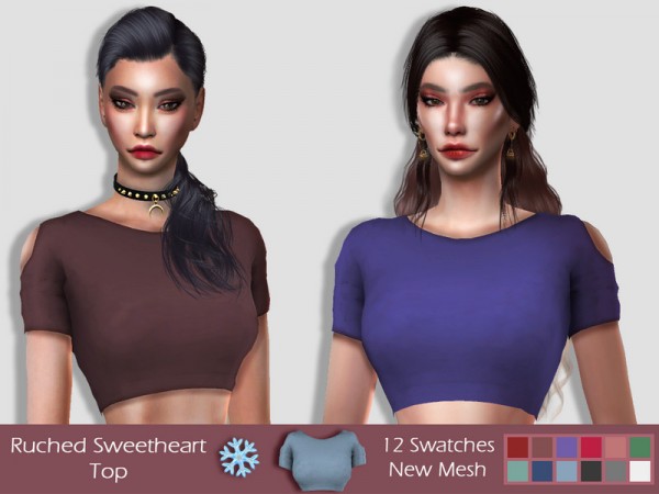  The Sims Resource: Ruched Sweetheart Top by Lisaminicatsims