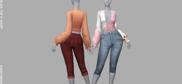  Candy Sims 4: Eliza top and shorts