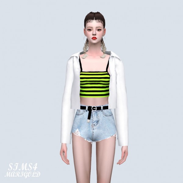  SIMS4 Marigold: Open Shirts With Crop Top