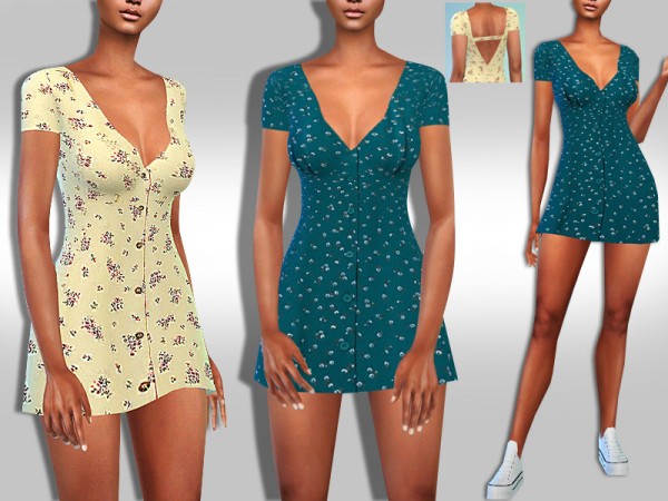  The Sims Resource: Casual Short Sleeve Pattern Dresses by Saliwa