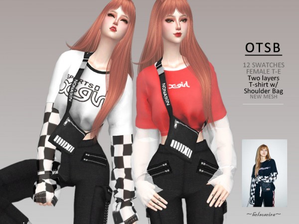  The Sims Resource: OTSB   2Layers Top with Shoulder Bag by Helsoseira