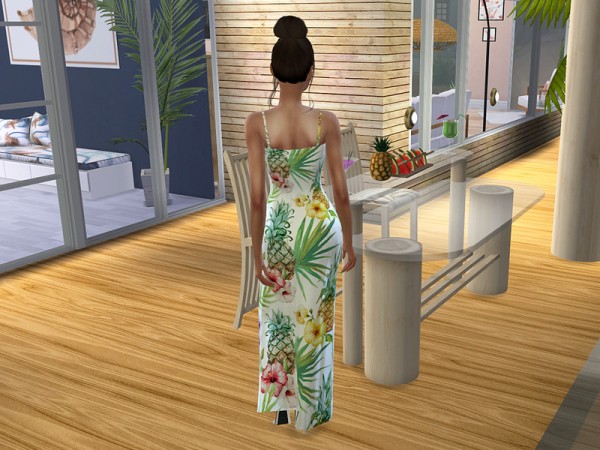  The Sims Resource: Tropical Pineapple Maxi Dress by neinahpets