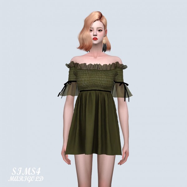  SIMS4 Marigold: Princess Off Shoulder Mini Dress
