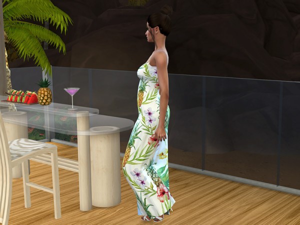  The Sims Resource: Tropical Pineapple Maxi Dress by neinahpets