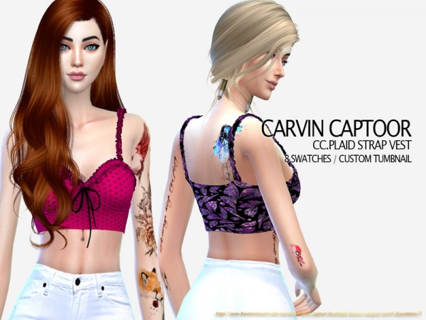  The Sims Resource: Plaid Strap vest by carvin captoor