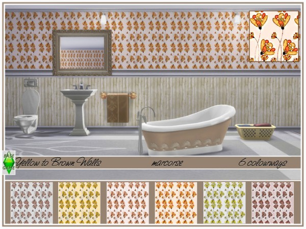  The Sims Resource: Yellow to Brown Walls by marcorse