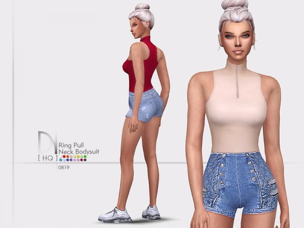 The Sims Resource: Ring Pull Neck Bodysuit by DarkNighTt • Sims 4 Downloads