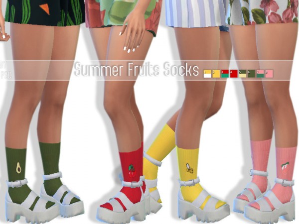  The Sims Resource: Summer Fruits Socks by Pinkzombiecupcakes
