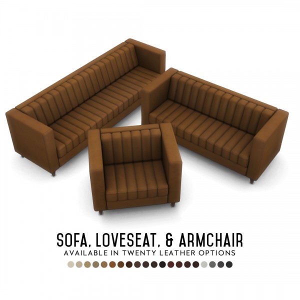  Simsational designs: Harley Seating   Sofa, Loveseat and Armchair in 20 Leather Options