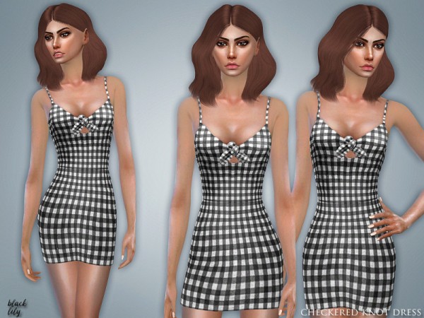  The Sims Resource: Checkered Knot Dress by Black Lily