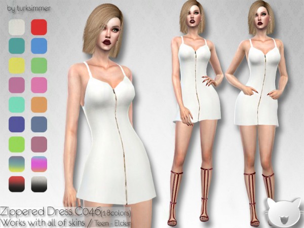  The Sims Resource: Zippered Dress C046 by turksimmer
