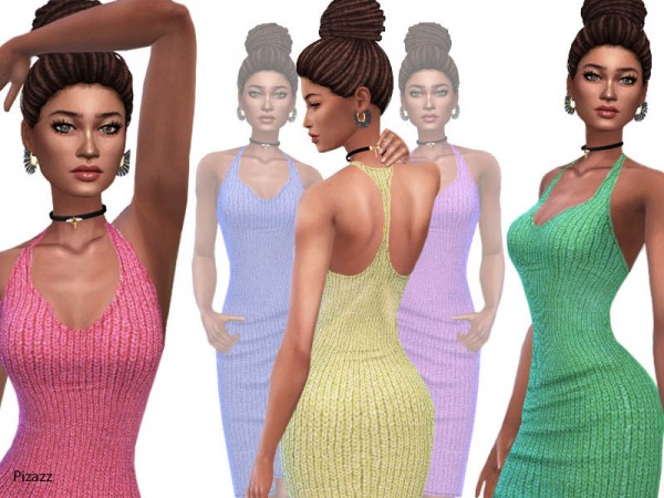  The Sims Resource: Knitted Midi Summer Dress by pizazz