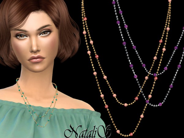  The Sims Resource: Gemstone beads chain necklace by NataliS
