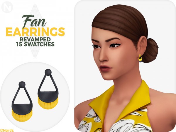  The Sims Resource: Fan Earrings Revamped by Nords