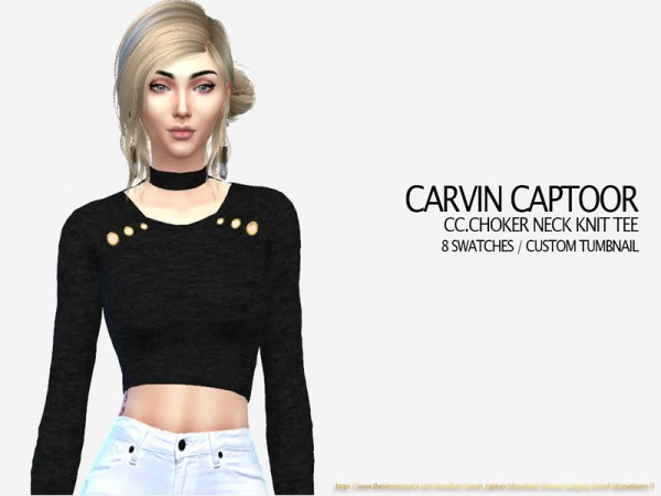  The Sims Resource: Choker Neck knit Tee by carvin captoor
