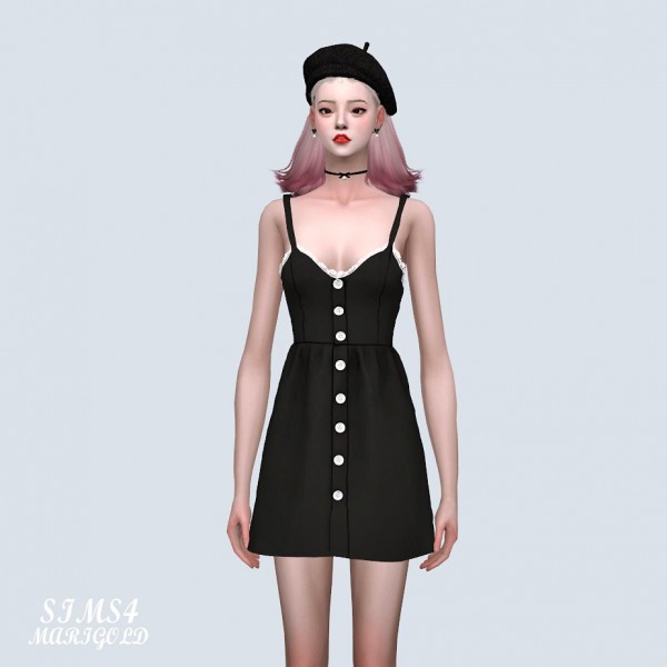  SIMS4 Marigold: Love Lace Button Mini Dress