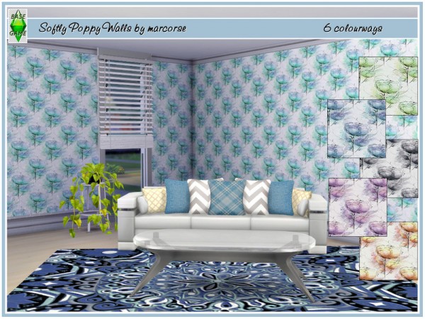  The Sims Resource: Softly Poppy Walls by marcorse