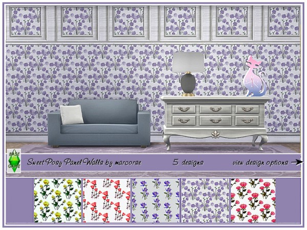  The Sims Resource: Sweet Posy Panel Walls by marcorse