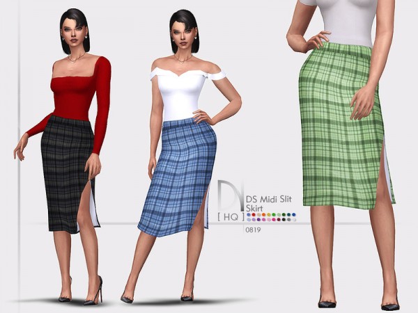  The Sims Resource: Midi Slit Skirt by DarkNighTt