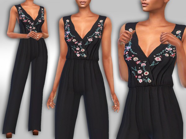  The Sims Resource: Floral Long Jumpsuit by Saliwa