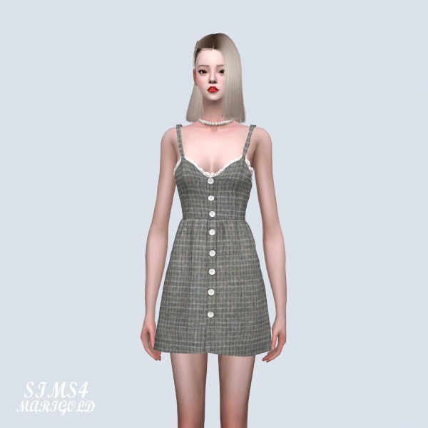  SIMS4 Marigold: Love Lace Button Mini Dress