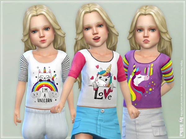  The Sims Resource: Unicorn Toddler Shirt by lillka