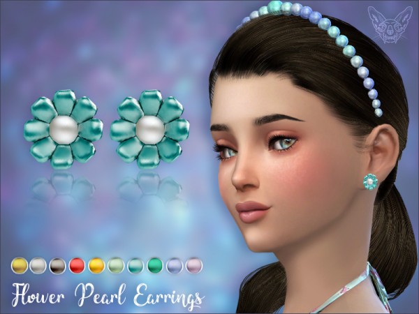  Giulietta Sims: Flower Pearl Earrings for kids